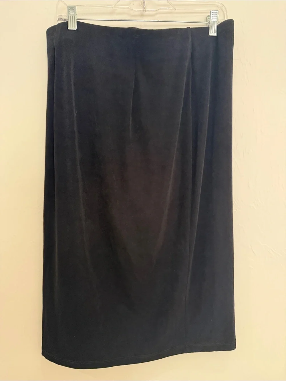 Black Midi Pencil Skirt with Gold Center Zip